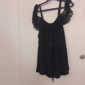 Torrid size 3 off shoulder black knit blouse.